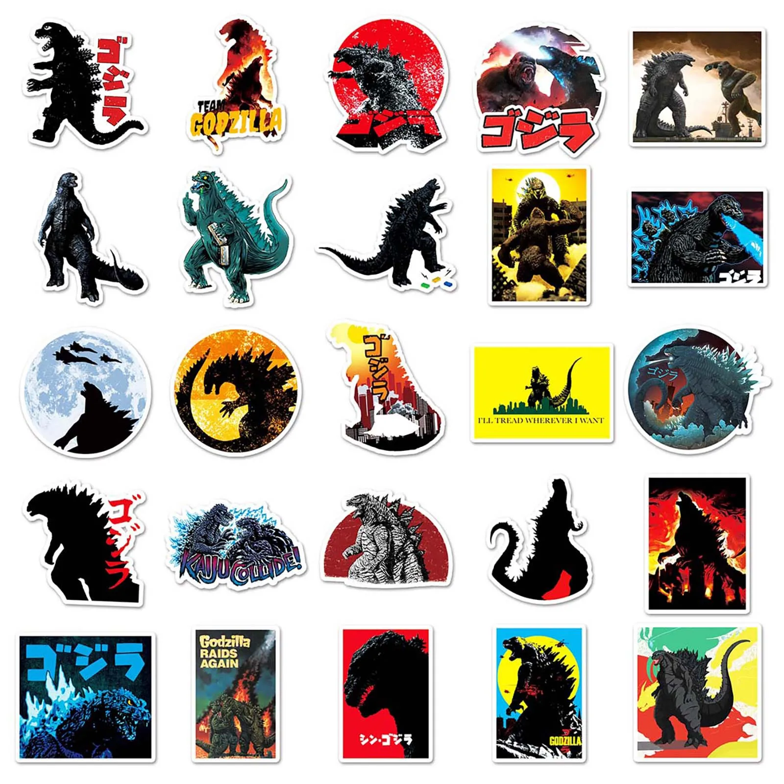 50PCS Godzilla DIY Cartoon Stickers Phone Trunk Refrigerator Waterproof Anime Stickers Anime Figure Toys Sticker Gift