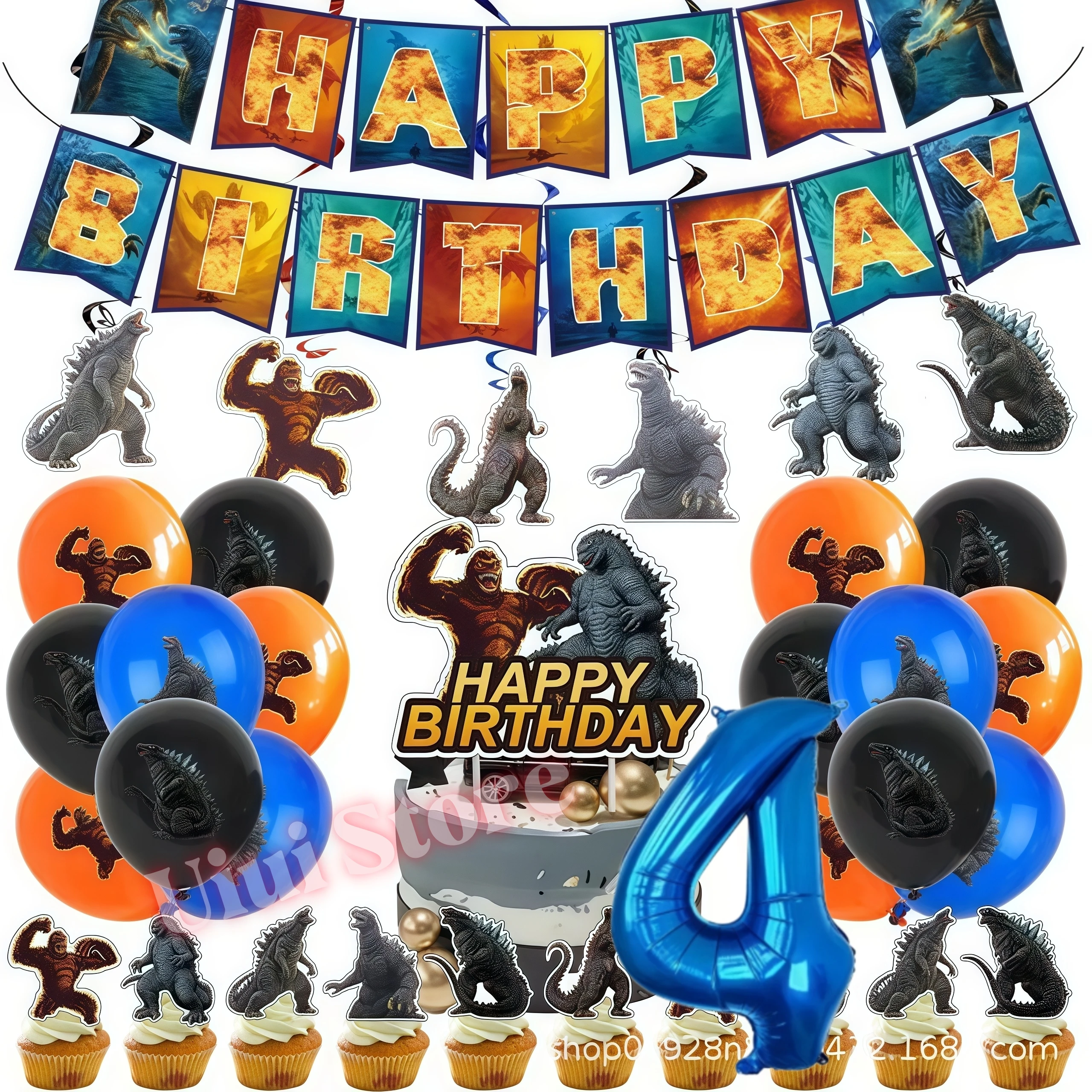 Monster Godzilled King Konged Birthday Party Supplies Plates Cup Napkin Balloon for Boys Party Favor Gift Baby Shower Decoration