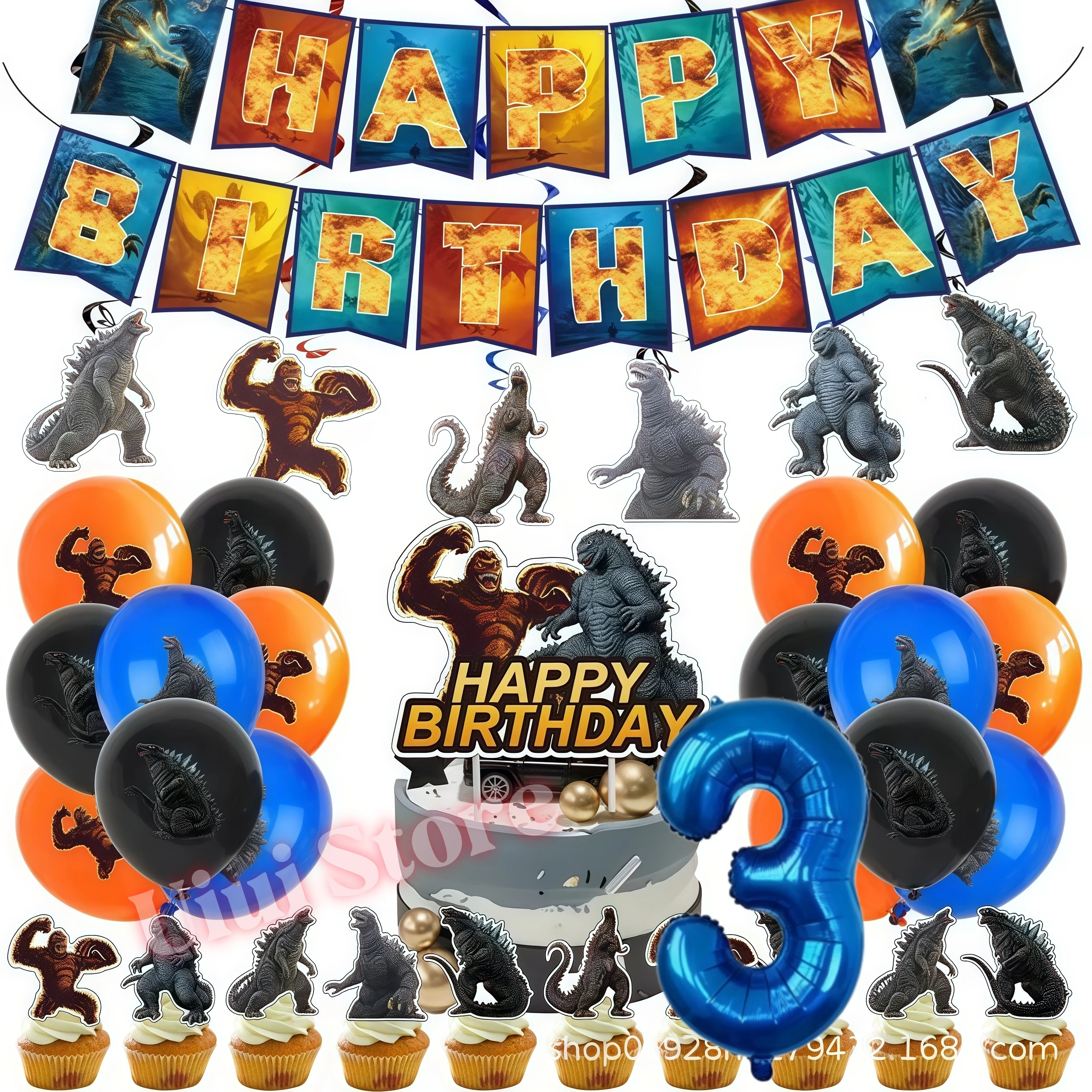 Monster Godzilled King Konged Birthday Party Supplies Plates Cup Napkin Balloon for Boys Party Favor Gift Baby Shower Decoration