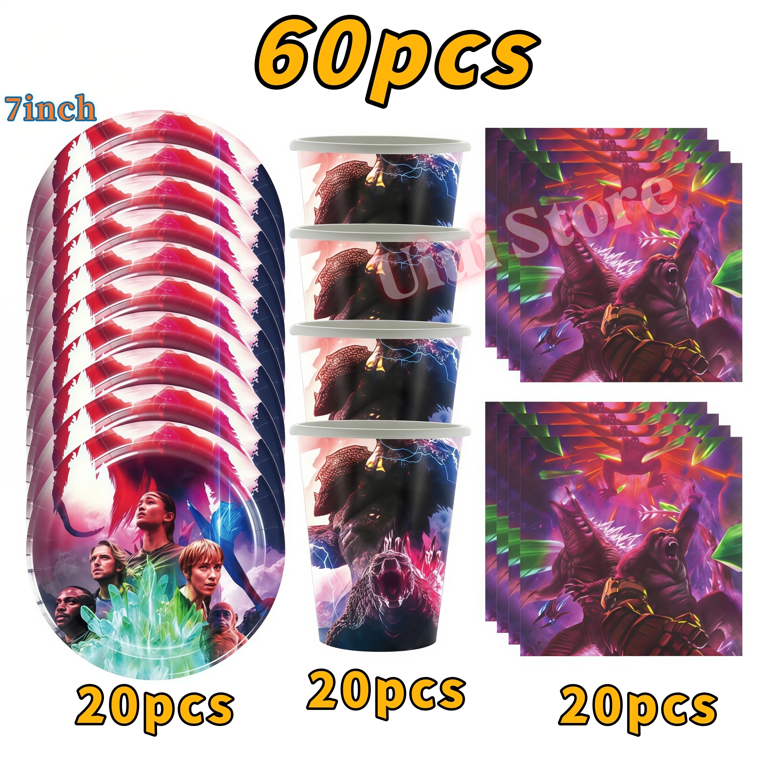 Monster Godzilled King Konged Birthday Party Supplies Plates Cup Napkin Balloon for Boys Party Favor Gift Baby Shower Decoration