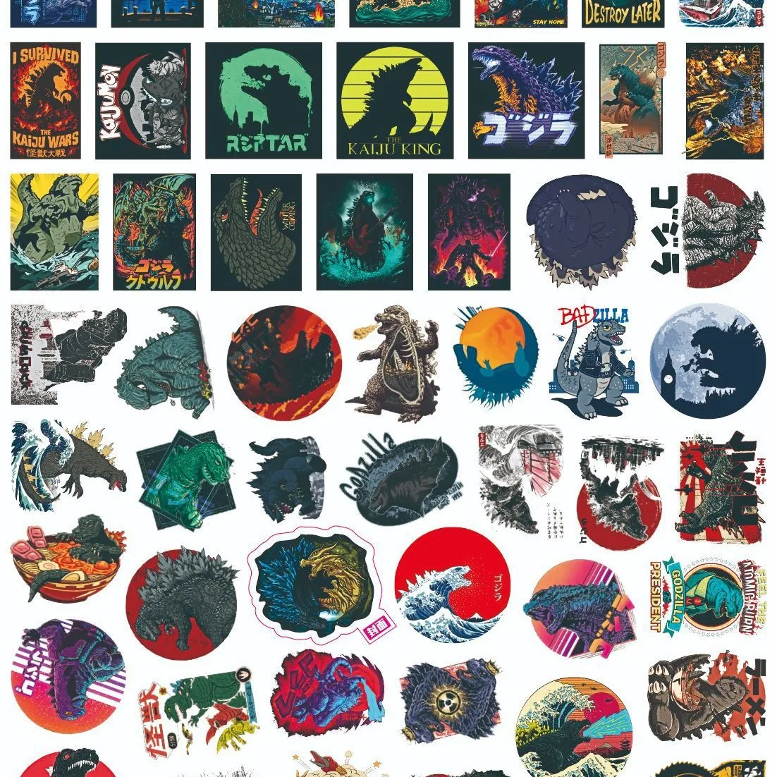 100Pcs/set New Anime Godzilla kawaii Figure Waterproof sticker model toys DIY Hand account stickers gifts