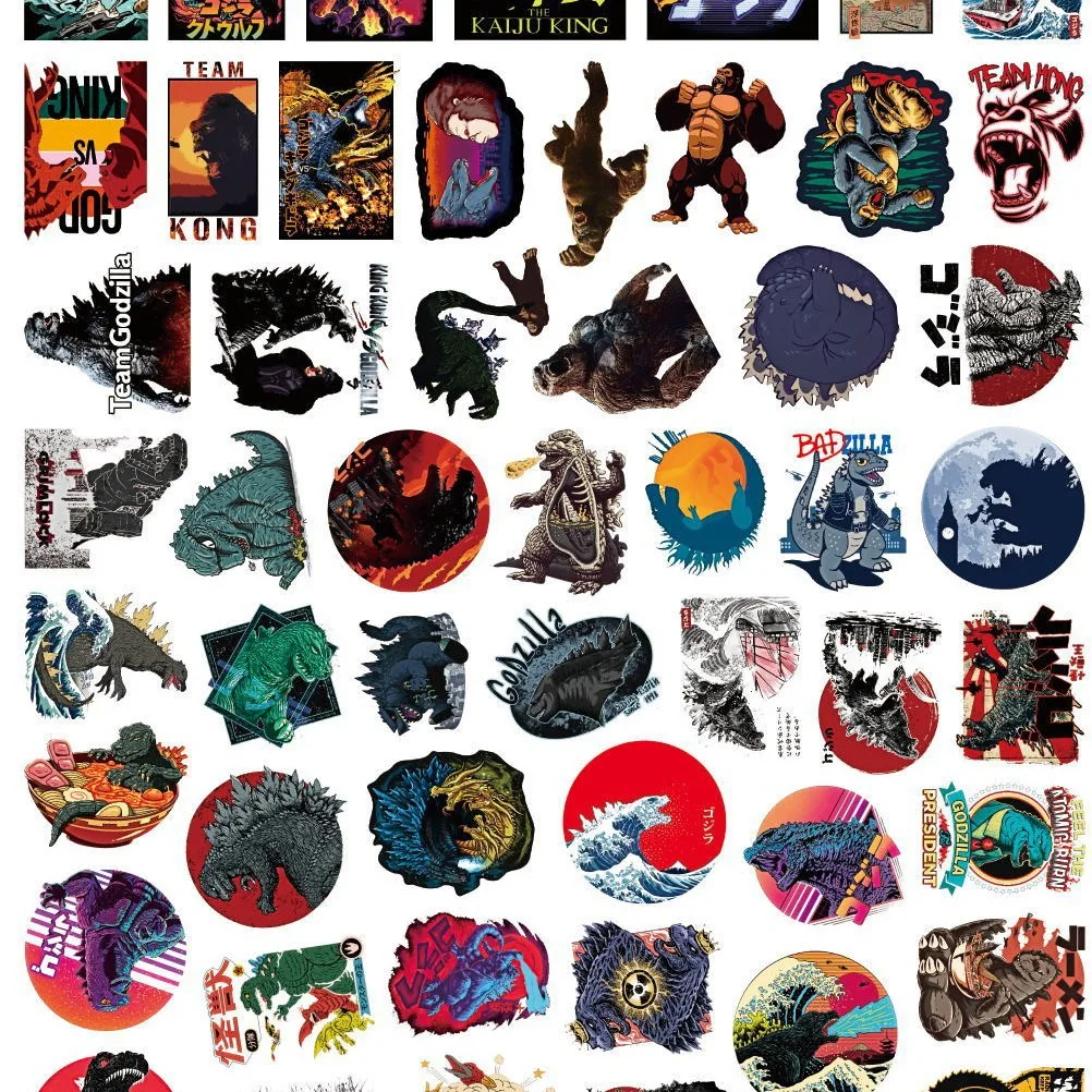100Pcs/set New Anime Godzilla kawaii Figure Waterproof sticker model toys DIY Hand account stickers gifts