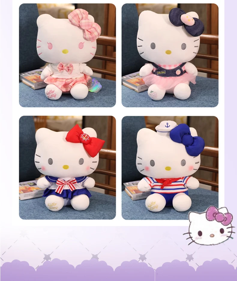 Sanrio Hello Kitty Kuromi Throw Pillow Baby Stuffed Toys Anime Cat Plush Toys Plushie Kids Gifts Children Dolls For Girls Boys