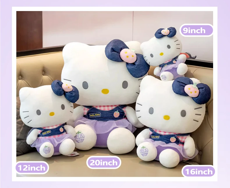 Sanrio Hello Kitty Kuromi Throw Pillow Baby Stuffed Toys Anime Cat Plush Toys Plushie Kids Gifts Children Dolls For Girls Boys