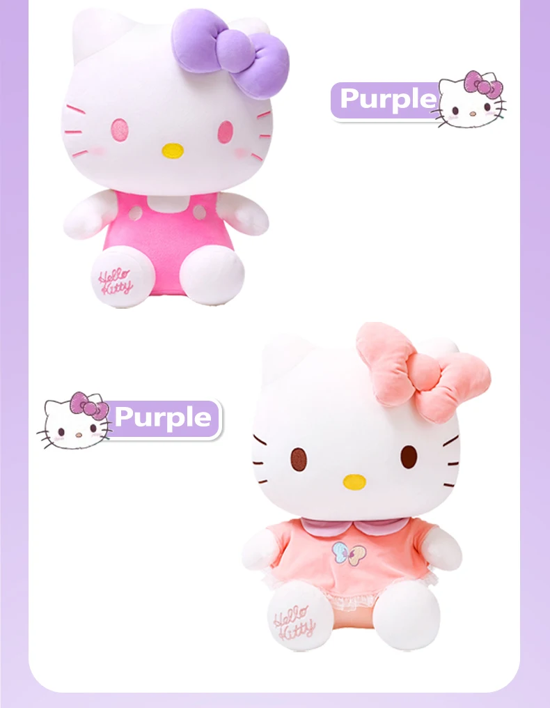 Sanrio Hello Kitty Kuromi Throw Pillow Baby Stuffed Toys Anime Cat Plush Toys Plushie Kids Gifts Children Dolls For Girls Boys