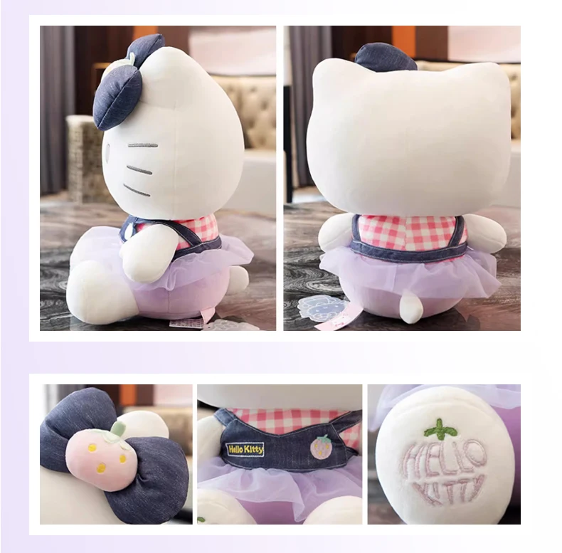 Sanrio Hello Kitty Kuromi Throw Pillow Baby Stuffed Toys Anime Cat Plush Toys Plushie Kids Gifts Children Dolls For Girls Boys