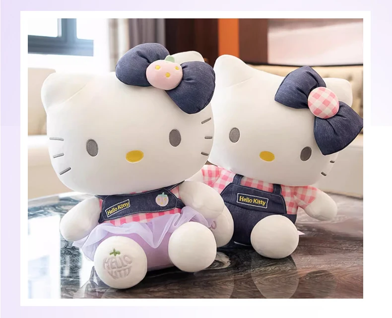 Sanrio Hello Kitty Kuromi Throw Pillow Baby Stuffed Toys Anime Cat Plush Toys Plushie Kids Gifts Children Dolls For Girls Boys