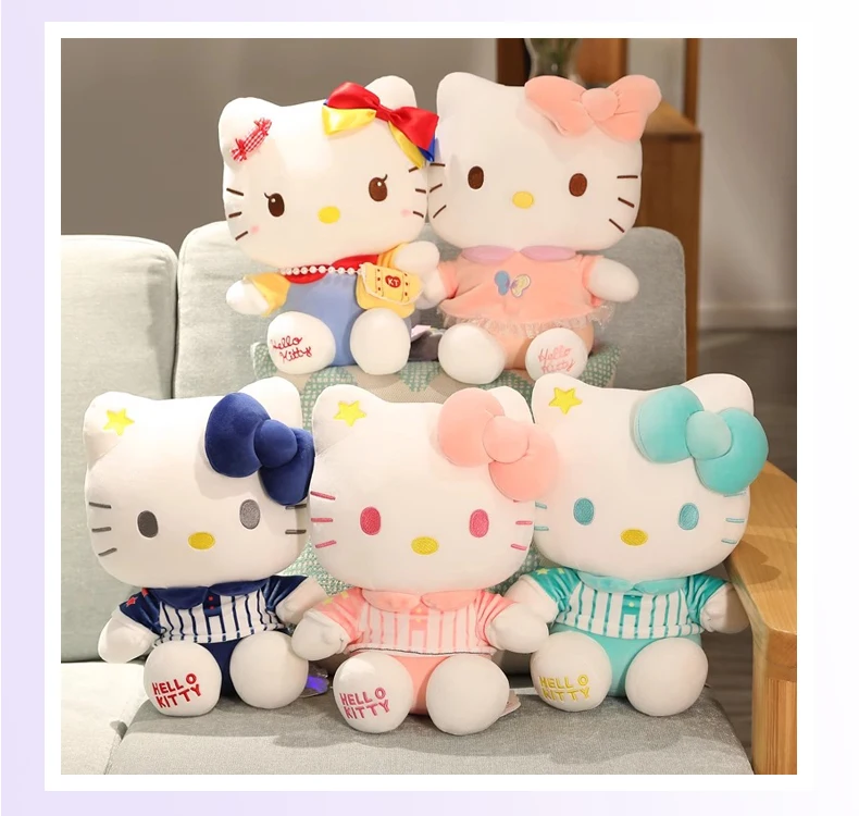 Sanrio Hello Kitty Kuromi Throw Pillow Baby Stuffed Toys Anime Cat Plush Toys Plushie Kids Gifts Children Dolls For Girls Boys