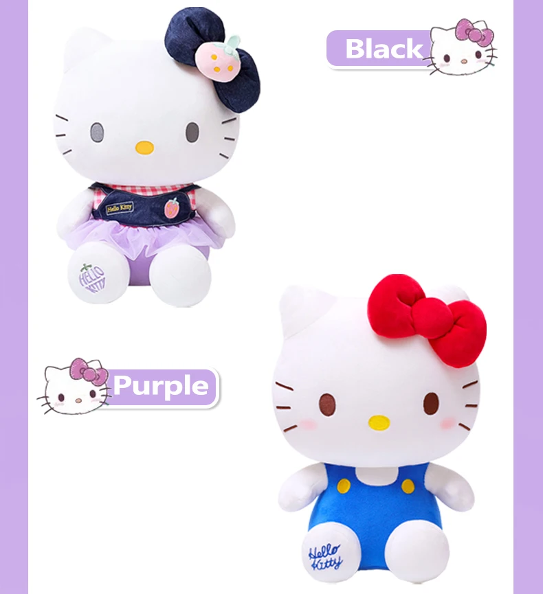 Sanrio Hello Kitty Kuromi Throw Pillow Baby Stuffed Toys Anime Cat Plush Toys Plushie Kids Gifts Children Dolls For Girls Boys