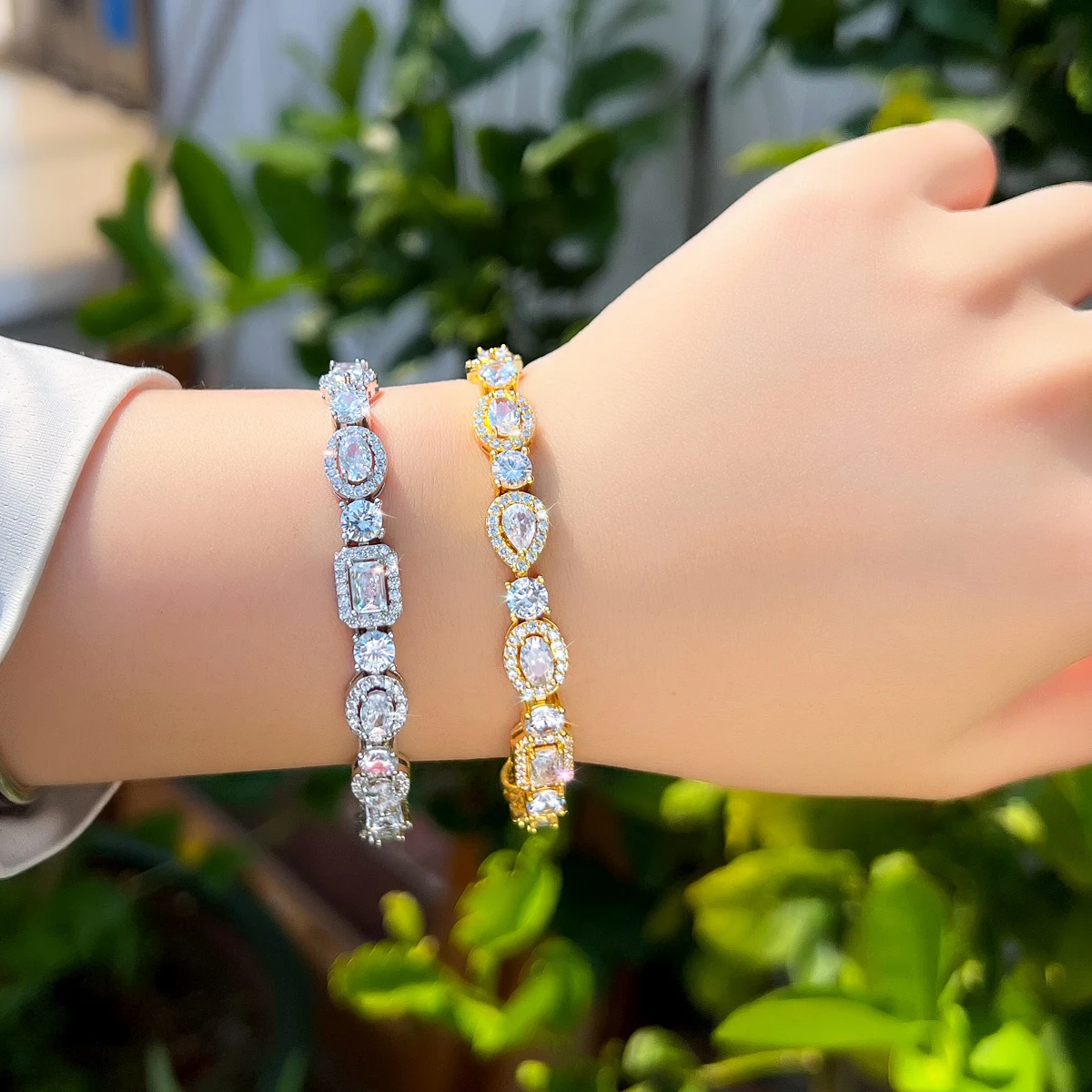CWWZircons Luxury Geometric African Cubic Zirconia Bridal Wedding Engagement Bracelet for Women Silver Color Party Jewelry S0173
