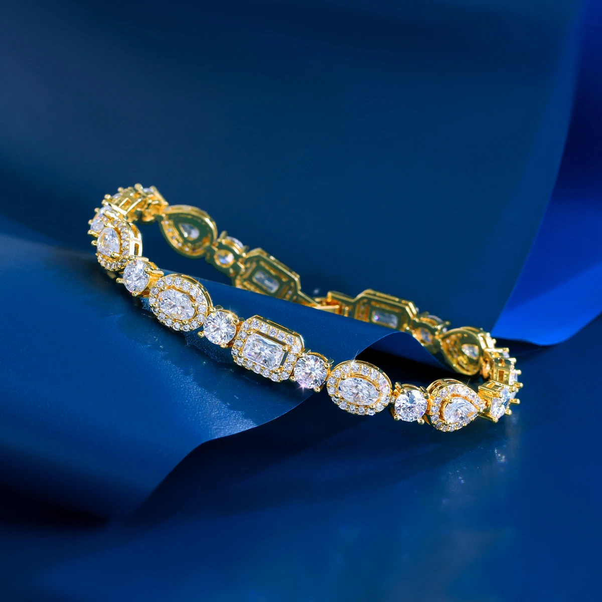 CWWZircons Luxury Geometric African Cubic Zirconia Bridal Wedding Engagement Bracelet for Women Silver Color Party Jewelry S0173