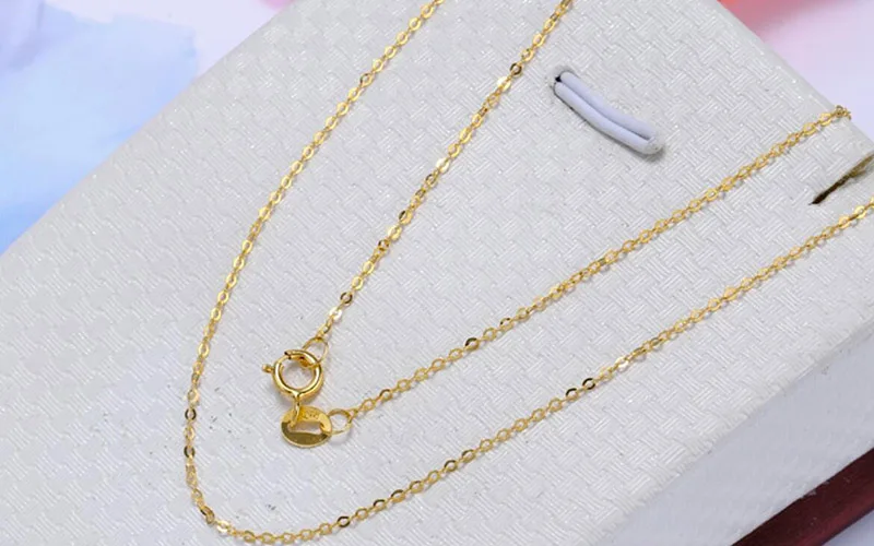 Sinya Hot Sale Promotion 18k Au750 Gold Necklace Clavicle Shine O Chain High Luster Good Quality for Women Ladies Girl DIY Use