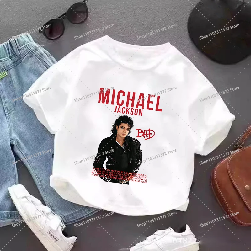 Vintage Michael Jackson Graphic T-shirt Summer Tops Short Sleeve Boys Clothes Fashion Hip Hop Casual Shirts Birthday Gifts Tees