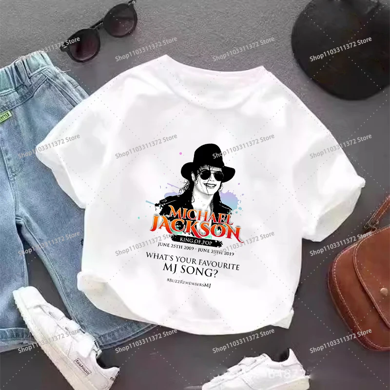Vintage Michael Jackson Graphic T-shirt Summer Tops Short Sleeve Boys Clothes Fashion Hip Hop Casual Shirts Birthday Gifts Tees