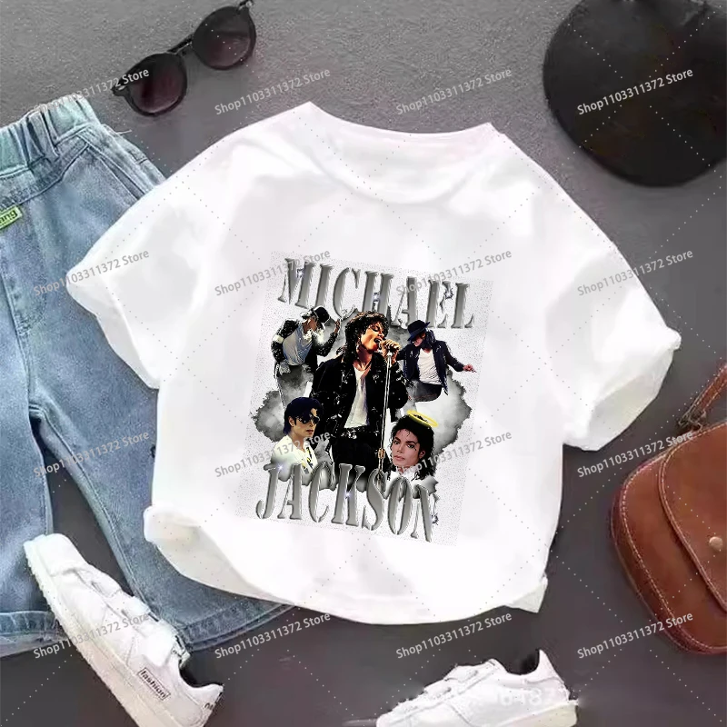 Vintage Michael Jackson Graphic T-shirt Summer Tops Short Sleeve Boys Clothes Fashion Hip Hop Casual Shirts Birthday Gifts Tees