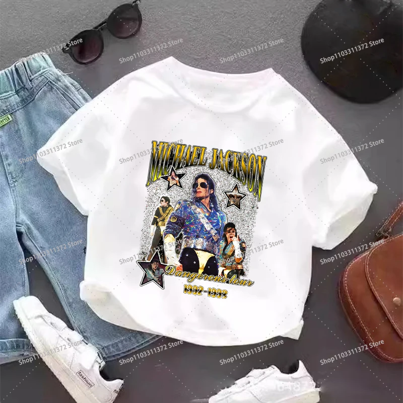 Vintage Michael Jackson Graphic T-shirt Summer Tops Short Sleeve Boys Clothes Fashion Hip Hop Casual Shirts Birthday Gifts Tees