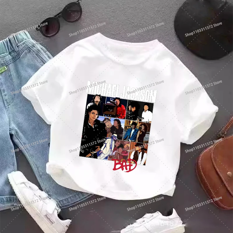 Vintage Michael Jackson Graphic T-shirt Summer Tops Short Sleeve Boys Clothes Fashion Hip Hop Casual Shirts Birthday Gifts Tees