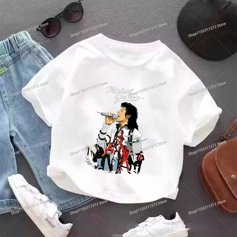 Vintage Michael Jackson Graphic T-shirt Summer Tops Short Sleeve Boys Clothes Fashion Hip Hop Casual Shirts Birthday Gifts Tees
