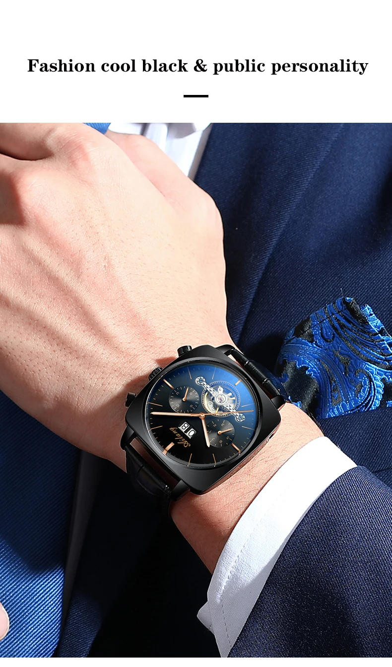 2022AILANG famous brand watch montre automatique luxe chronograph Square Large Dial Watch Hollow Waterproof mens fashion watches