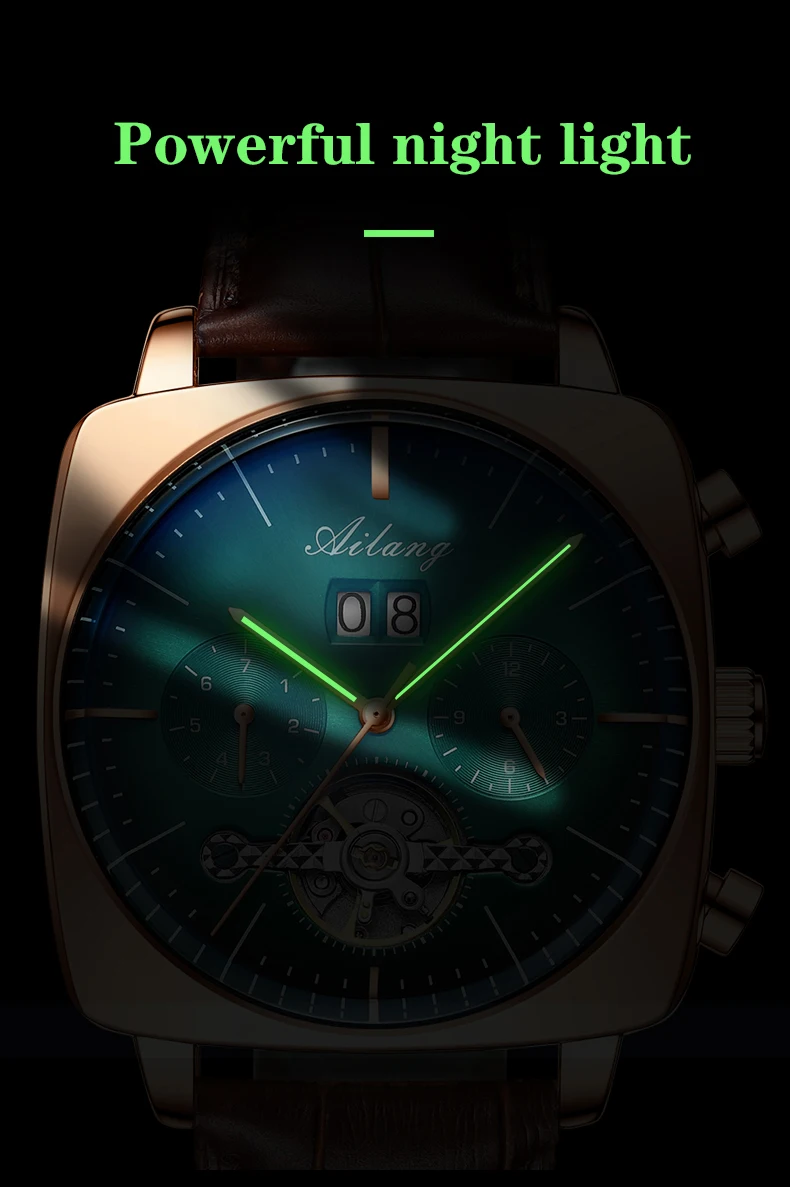 2022AILANG famous brand watch montre automatique luxe chronograph Square Large Dial Watch Hollow Waterproof mens fashion watches