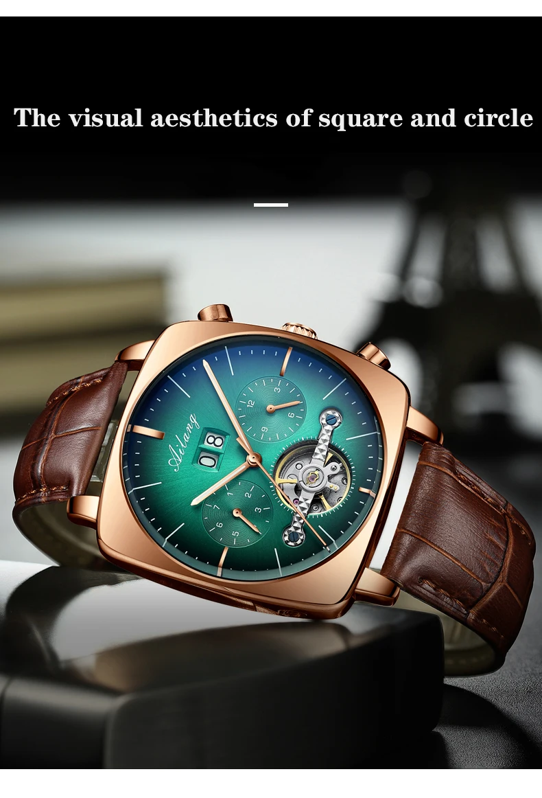 2022AILANG famous brand watch montre automatique luxe chronograph Square Large Dial Watch Hollow Waterproof mens fashion watches