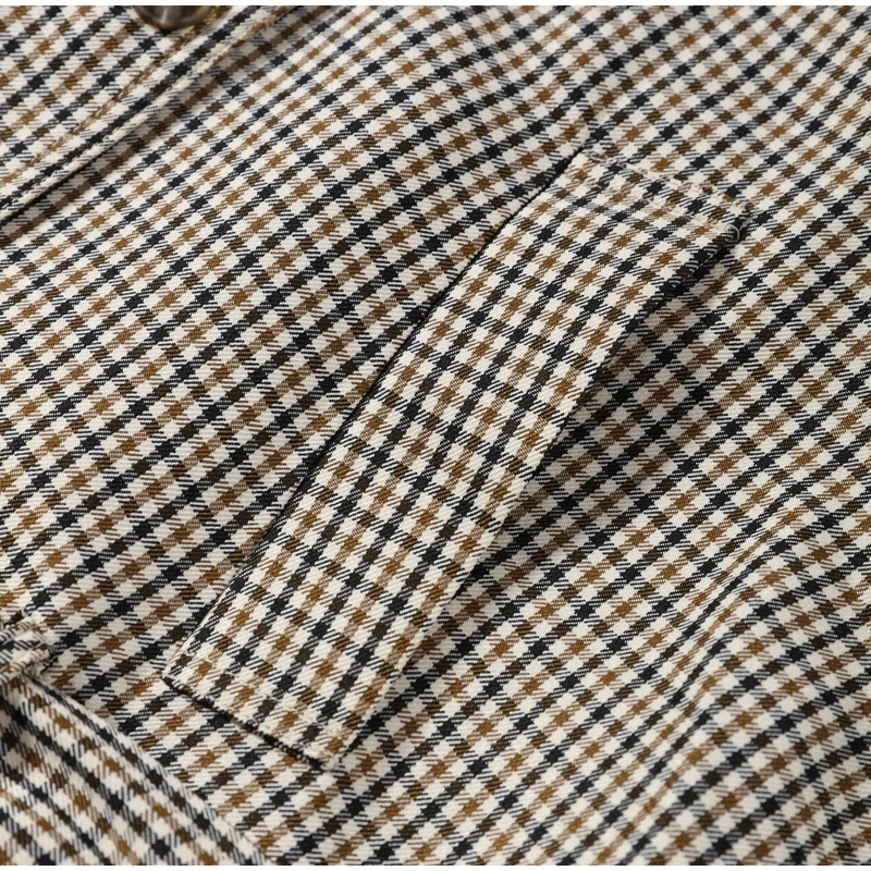 Vintage Plaid Women's Cropped Trench Coat Autumn Lapel Tie Waist Full Sleeve Windbreaker New Chic Casual Elegant Jacket 2026