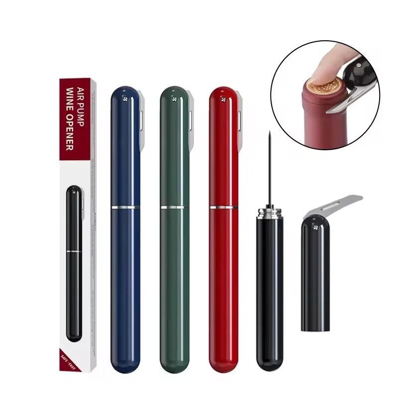 2 in1 Portable Handheld Air Pressure Corkscrew Easy-Open Air Pump Wine Opener Cork Remover with Foil Cutter