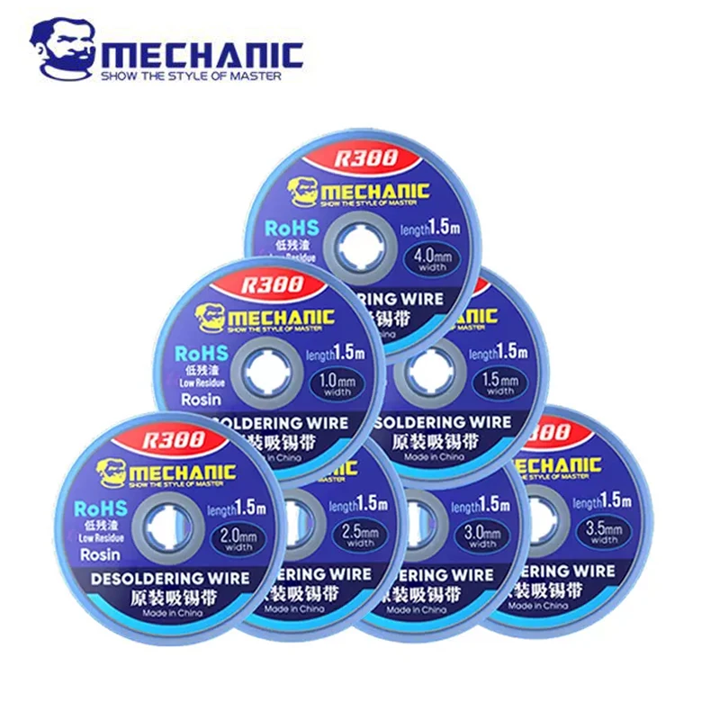 MECHANIC R300 Desoldering Braid 1.0/1.5/2.0/2.5/3.0/3.5/4.0mm Solder Remover Wick Wire Welding Tin Sucker PCB BGA Soldering Tool