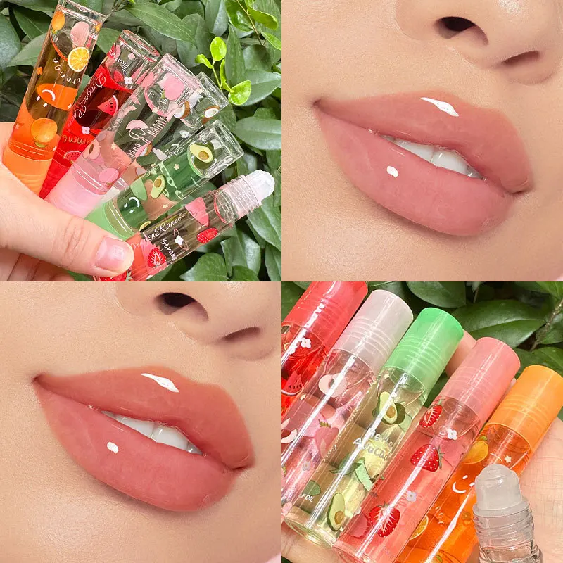 6 Color Plumping Clear Lip Oil Mirror Water Lip Gloss Lip Glaze Transparent Liquid Lipstick Moisturizing Fruit Lips Care Make Up