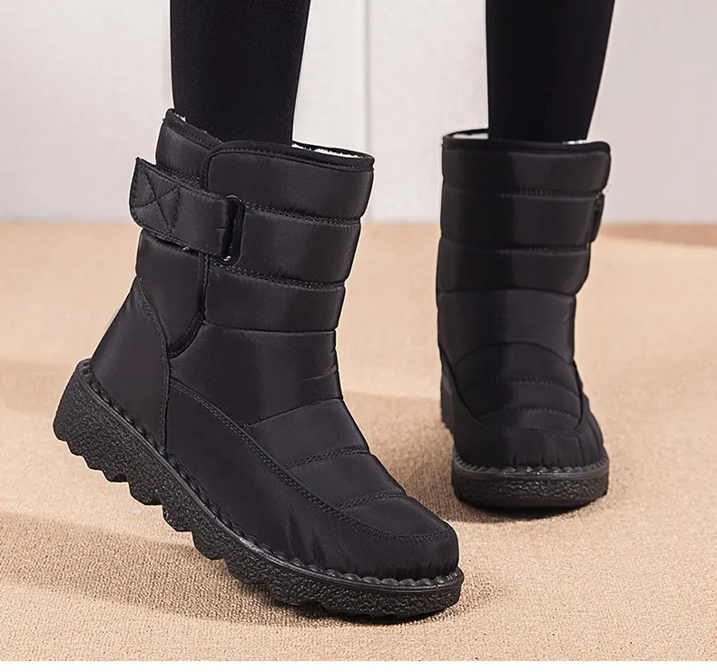 Women Boots 2025 Winter Shoes Woman Waterproof Snow Boots Winter Warm Fur Botas Mujer Korea Style Black Ankle Boots For Women