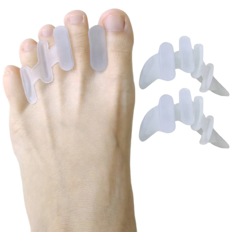 2pieces=1pair Hammer Toe Splitter Hallux Valgus Gel Insole Silicone Separators Correction Overlapping Orthopedic Foot Care