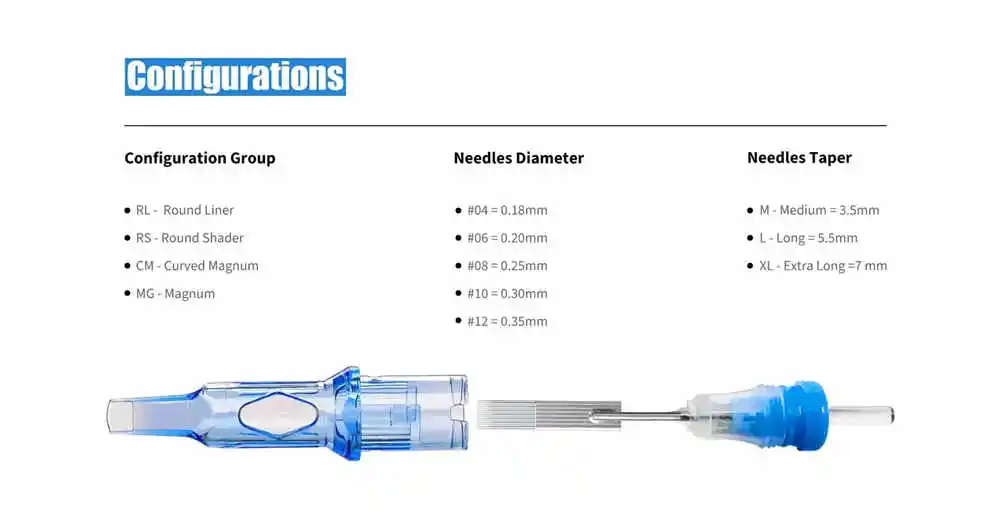 10/20PCS EMALLA Eliot Tattoo Cartridge Needles RL RS CM MG Disposable Sterilized EMALLA Official Genuine Cartridge Needles
