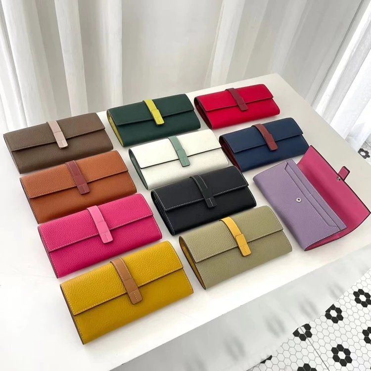 Luxury Genuine Leather Women Long Wallet Female Card Holder Clutch Bag Classic Ladies Fashion Design Leather Coin Purse