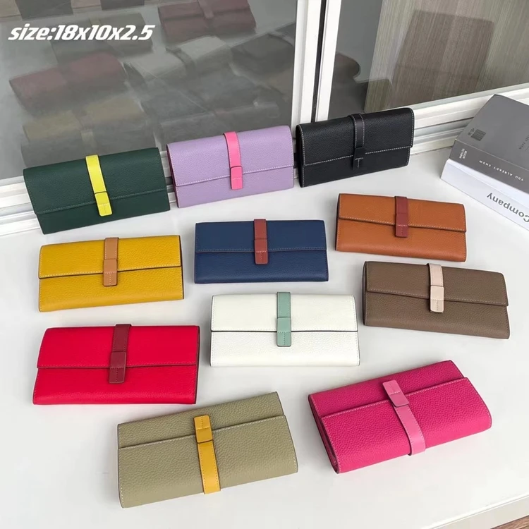 Luxury Genuine Leather Women Long Wallet Female Card Holder Clutch Bag Classic Ladies Fashion Design Leather Coin Purse