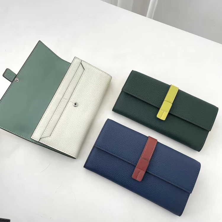 Luxury Genuine Leather Women Long Wallet Female Card Holder Clutch Bag Classic Ladies Fashion Design Leather Coin Purse