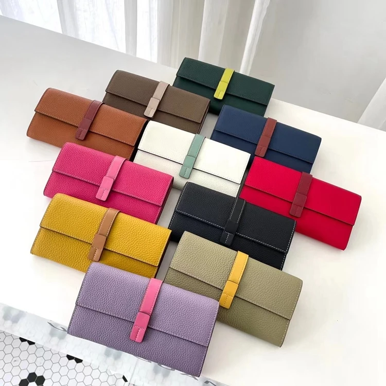 Luxury Genuine Leather Women Long Wallet Female Card Holder Clutch Bag Classic Ladies Fashion Design Leather Coin Purse