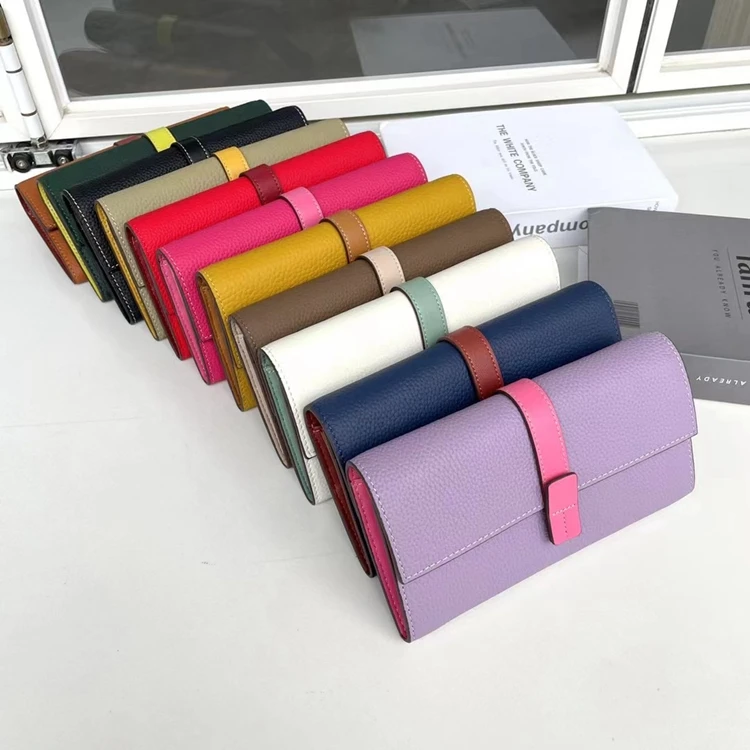 Luxury Genuine Leather Women Long Wallet Female Card Holder Clutch Bag Classic Ladies Fashion Design Leather Coin Purse