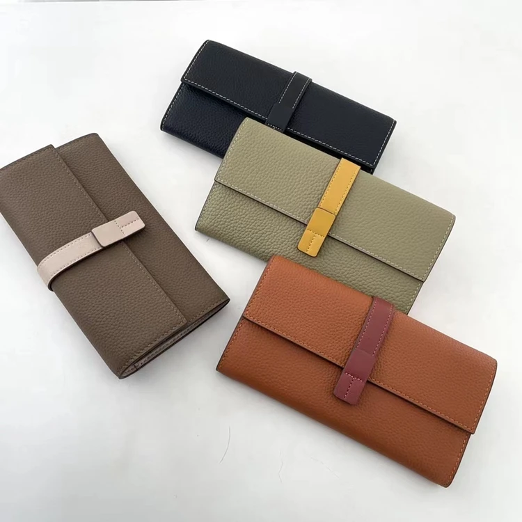 Luxury Genuine Leather Women Long Wallet Female Card Holder Clutch Bag Classic Ladies Fashion Design Leather Coin Purse