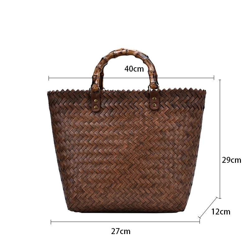 Women Woven Beach Straw Handbag Casual Handmade Hollow Out Rattan Shoulder Bags Youth Ladies Bohemia Summer Travel Beach Totes