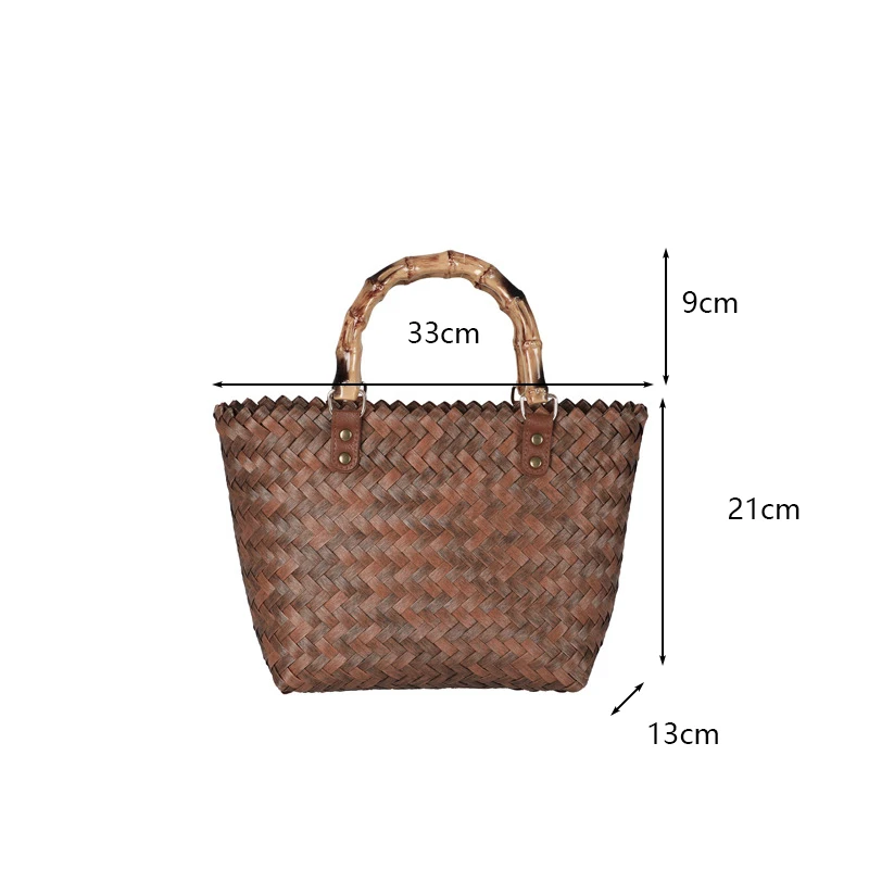 Women Woven Beach Straw Handbag Casual Handmade Hollow Out Rattan Shoulder Bags Youth Ladies Bohemia Summer Travel Beach Totes
