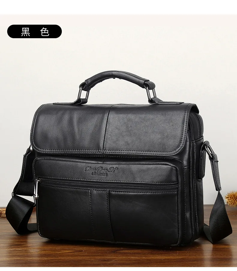 New men's genuine leather briefcase retro style cowhide crossbody bag large-capacity shoulder bag multi-functional handbag