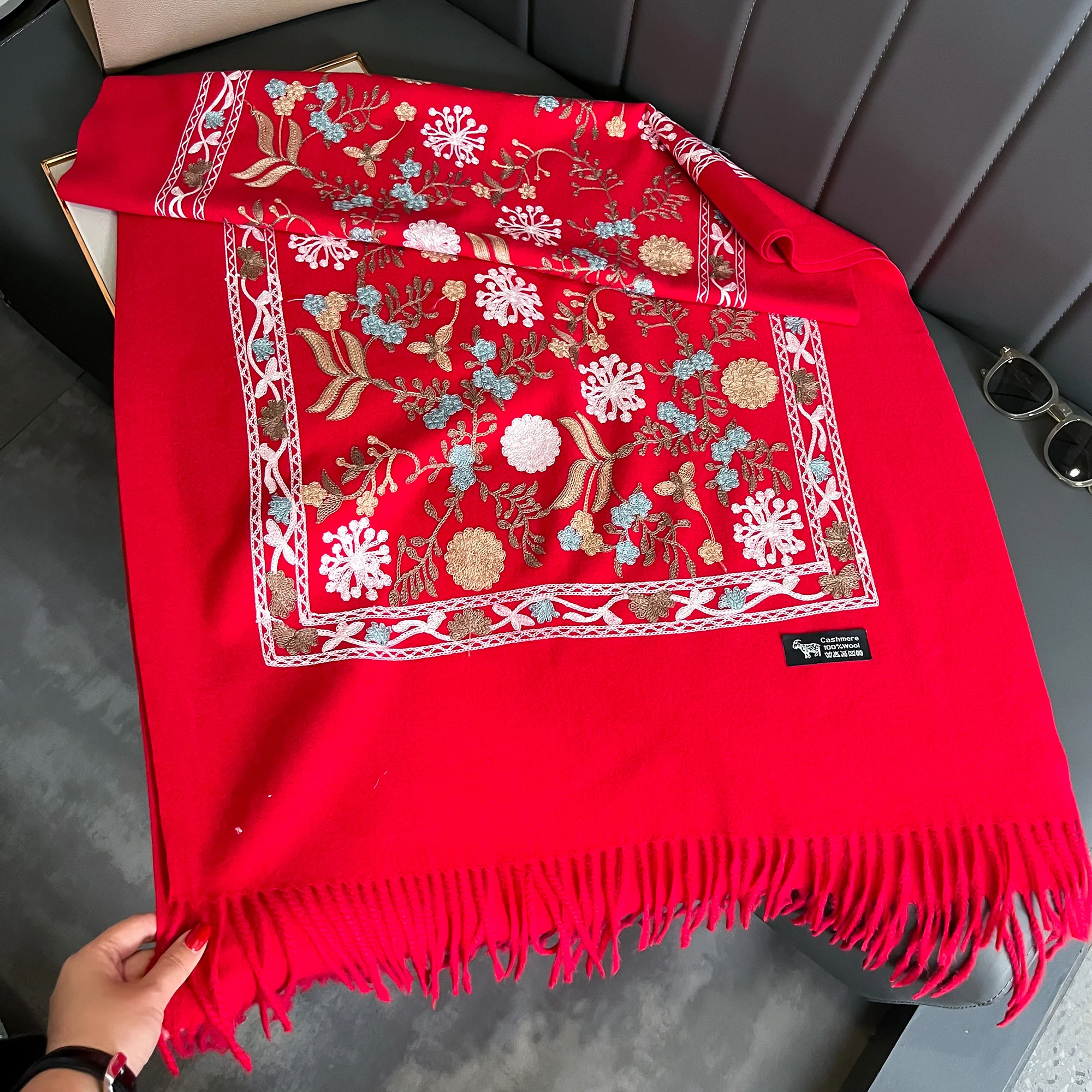 New Winter Warm Cashmere Scarf for Women Embroidery Pashmina Blanket Thick Shawl Wrap Neckerchief Fashion Bufanda Echarpe Poncho