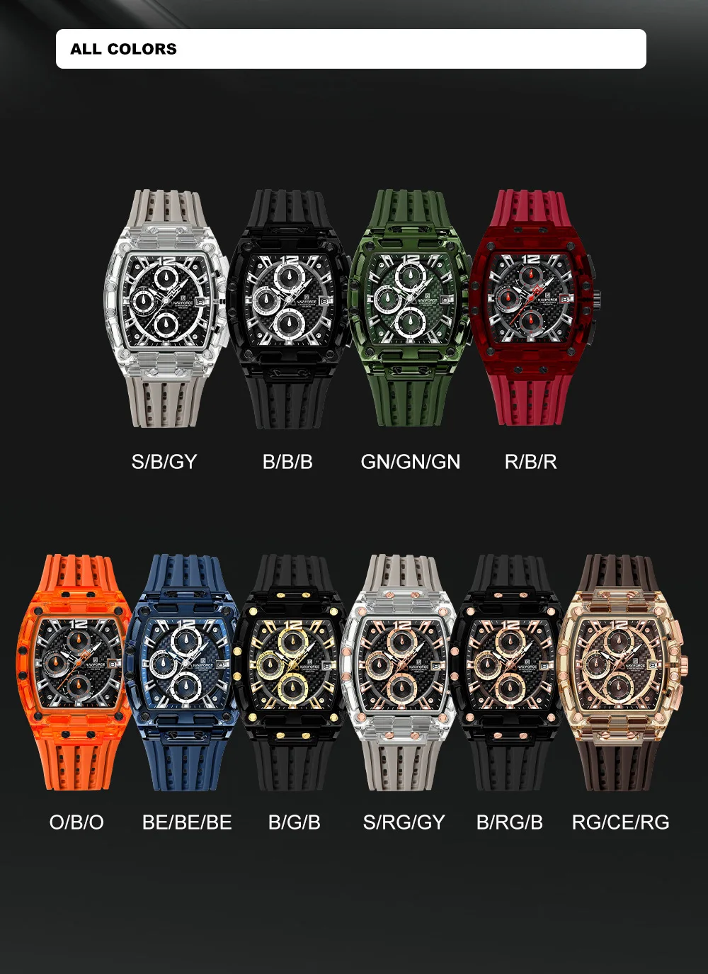 NAVIFORCE Fashion Sports Watches for Man Quartz Chronograph 50M Waterproof Date Display Silicone Band Watch Man Daily Wear Clock