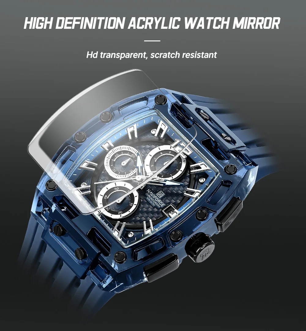 NAVIFORCE Fashion Sports Watches for Man Quartz Chronograph 50M Waterproof Date Display Silicone Band Watch Man Daily Wear Clock