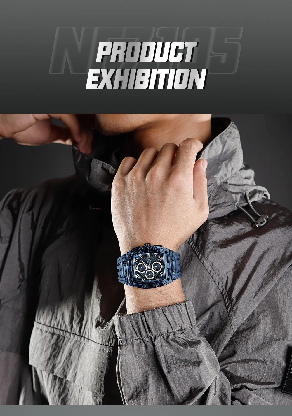 NAVIFORCE Fashion Sports Watches for Man Quartz Chronograph 50M Waterproof Date Display Silicone Band Watch Man Daily Wear Clock