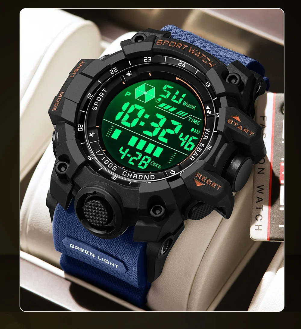 SANDA Men Outdoor Sports Watch Waterproof LED Analog Digital Show Multifunction Big Dial Electronic Wristwatch G style Male Cloc