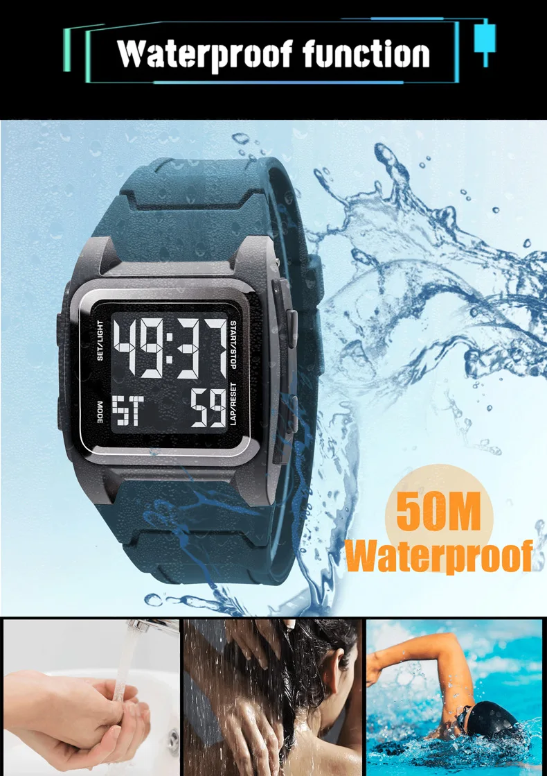 Fashion Men Sports Watch Life Waterproof Sport Watches Stopwatch Alarm Clock Luminous Luxury Electronic Wristwatch for Man Kids