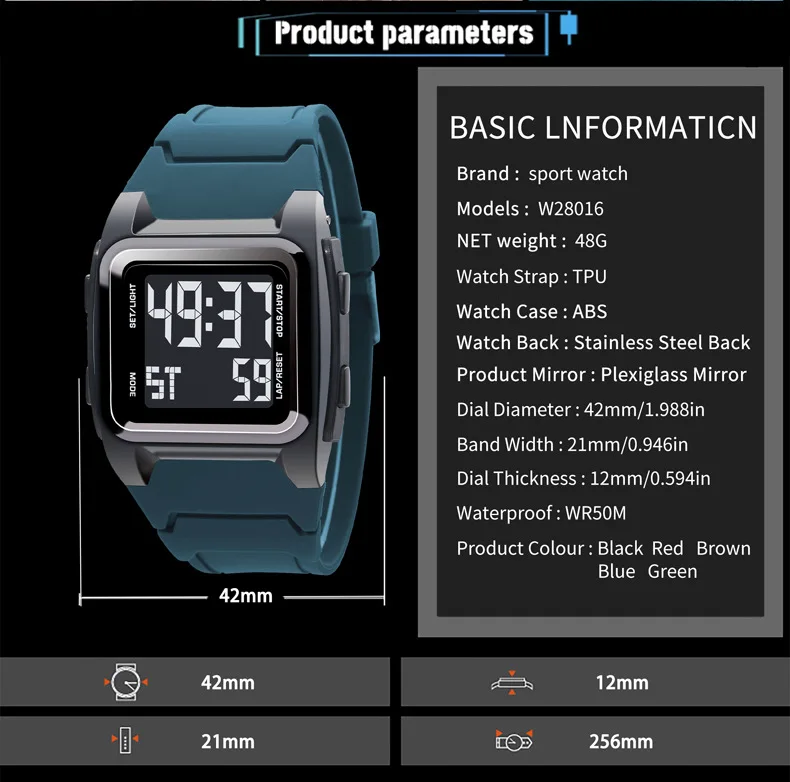Fashion Men Sports Watch Life Waterproof Sport Watches Stopwatch Alarm Clock Luminous Luxury Electronic Wristwatch for Man Kids