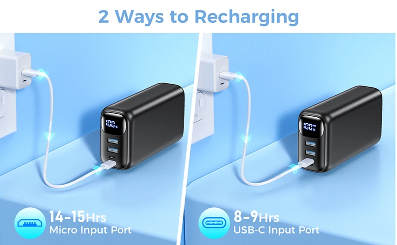 50000mAh Large Capacity Power Bank 22.5W USB C Fast Charger For iPhone 17 Samsung Xiaomi Portable Mobile External Spare Battery