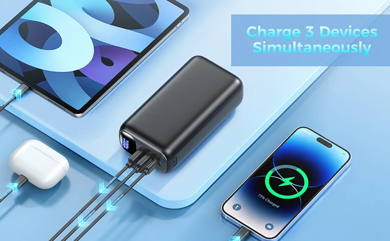 50000mAh Large Capacity Power Bank 22.5W USB C Fast Charger For iPhone 17 Samsung Xiaomi Portable Mobile External Spare Battery